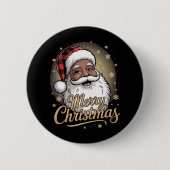 African American Christmas Pajamas Santa Claus Ronde Button 5,7 Cm (Voorkant)
