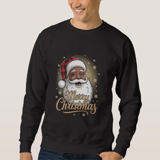 African American Christmas Pajamas Santa Claus Trui (Voorkant)