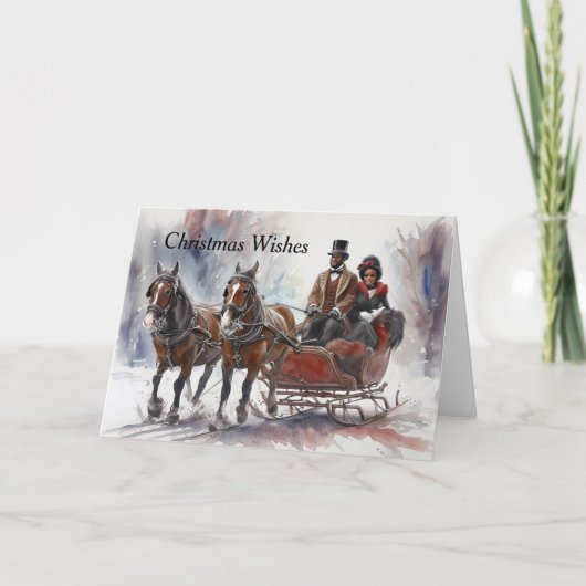 African American Christmas Sleigh Ride Feestdagen Kaart (Voorkant)