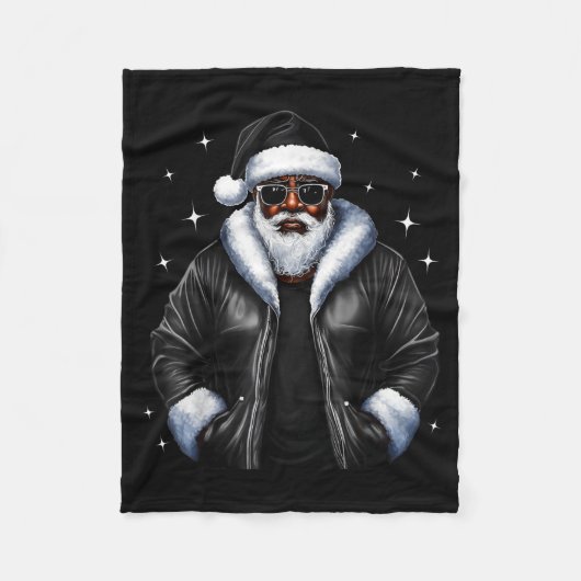 African American Christmas Xmas Afro Santa Claus  Fleece Deken (Voorkant)