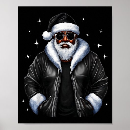 African American Christmas Xmas Afro Santa Claus  Poster (Voorkant)