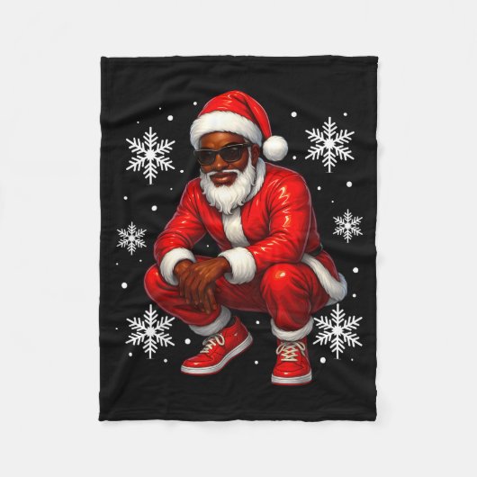 African American Cool Santa Claus Christmas Pajama Fleece Deken (Voorkant)