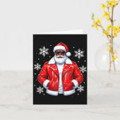 African American Cool Santa Claus Christmas Pajama Kaart (Gele Bloem)