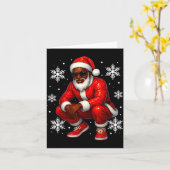 African American Cool Santa Claus Christmas Pajama Kaart (Gele Bloem)