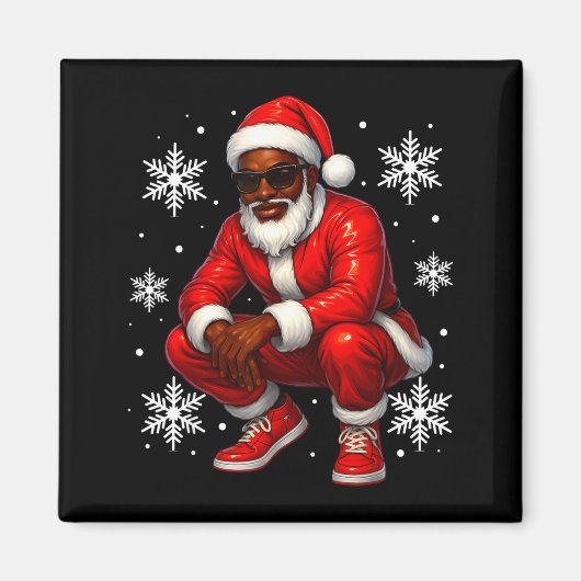African American Cool Santa Claus Christmas Pajama Magneet (Voorkant)