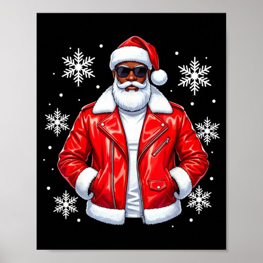 African American Cool Santa Claus Christmas Pajama Poster (Voorkant)