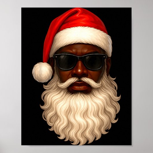 African American Cool Santa Claus Christmas Pajama Poster (Voorkant)