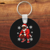 African American Cool Santa Claus Christmas Pajama Sleutelhanger (Voorkant)