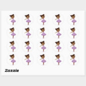 African American Cute Ballerina Round Sticker (Vel)
