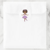 African American Cute Ballerina Round Sticker (Tas)