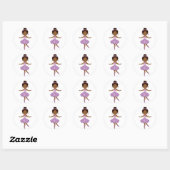 African American Cute Ballerina Round Sticker (Vel)