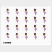African American Cute Ballerina Round Sticker (Vel)