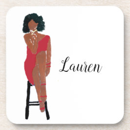 African American Diva in Crimson Beverage Coaster Bier Onderzetter