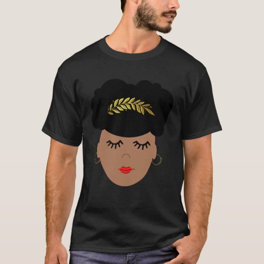 African American Divine Queen With Afro Puff T-shirt (Voorkant)