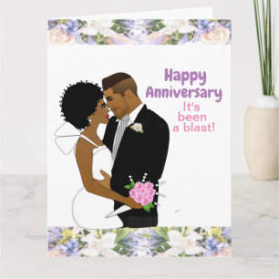 African American Elegant Floral Jubileum Card Kaart