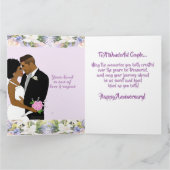 African American Elegant Floral Jubileum Card Kaart (Binnen)