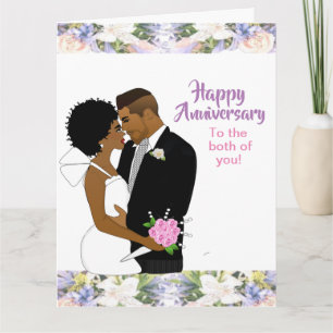 African American Elegant Floral Jubileum Card Kaart