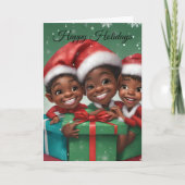 African American Elf Holiday Kaart (Voorkant)