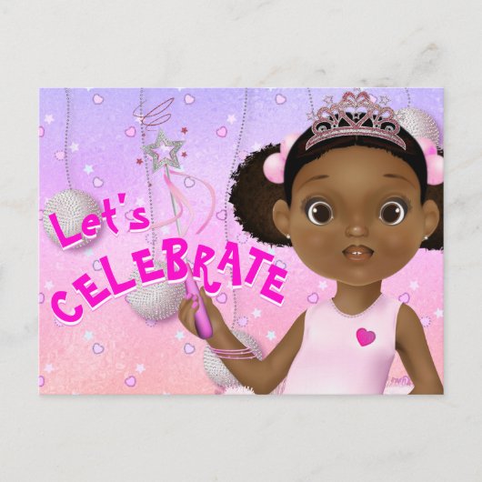 African American Fairy Princess Ballerina Birthday Briefkaart (Voorkant)