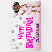 African American Fairy Princess Ballerina Birthday Spandoek (Verticaal)