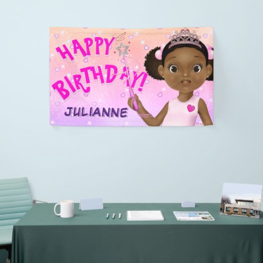 African American Fairy Princess Ballerina Birthday Spandoek (Beurs)