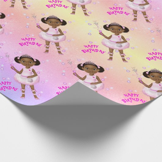 African American Fairy Princess Ballerina Cadeaupapier (Hoek)
