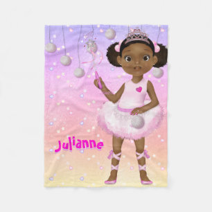 African American Fairy Princess Ballerina Fleece Deken