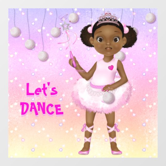 African American Fairy Princess Ballerina Raamsticker (Vel)