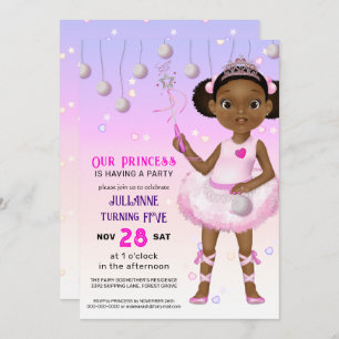 African American Fairy Princess Birthday Kaart