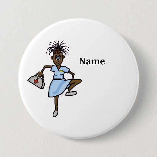 African-American Female Nurse Button (Voorkant)