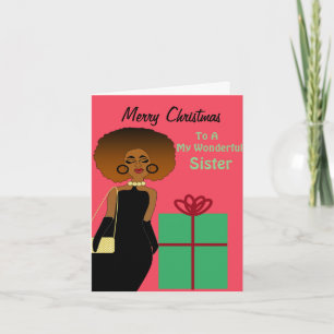African American Funny Sister Merry kerstauto Bedankkaart