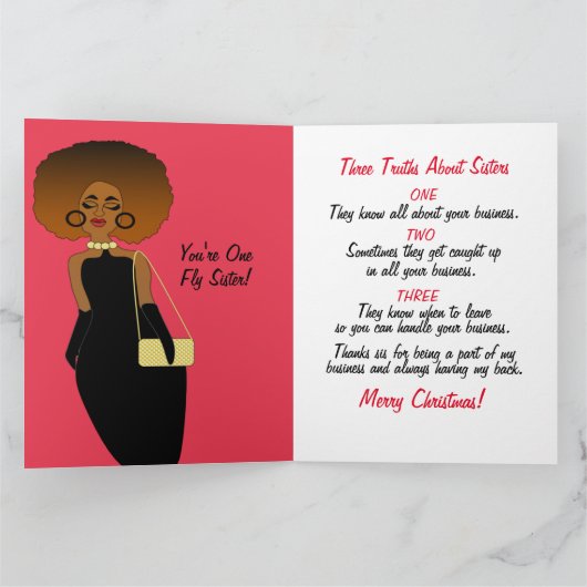 African American Funny Sister Merry kerstauto Kaart (Binnen)
