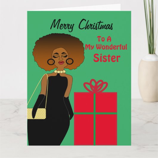 African American Funny Sister Merry kerstauto Kaart (Voorkant)