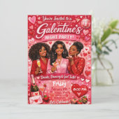 African American Galentine's Night Friends Party Kaart (Staand voorkant)