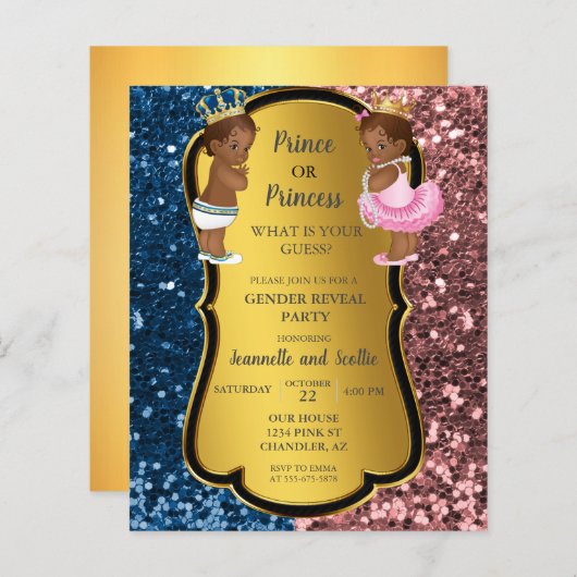 African American Gender Reopenbaart Gold Glitter I (Voorkant / Achterkant)