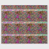 African American Girl Birthday Cadeaupapier (Vlak)