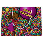 African American Girl Birthday Groot Cadeauzakje (Voorkant)