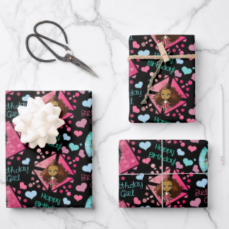 African American Girl Birthday Inpakpapier Vel