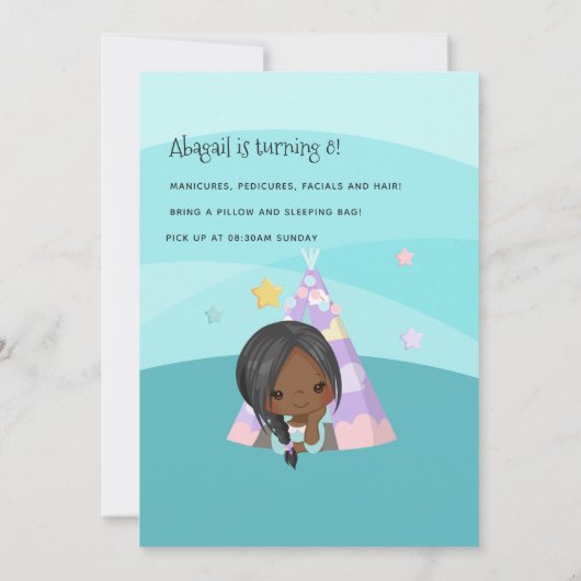 African American Girl Braid Birthday Slumber Party Kaart (Achterkant)