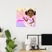African American Girl Fairy Princess Ballerina Poster (Thuiskantoor)