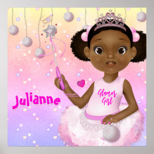 African American Girl Fairy Princess Ballerina Poster