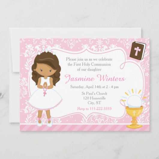 African American Girl First Community Damask Kaart (Voorkant)