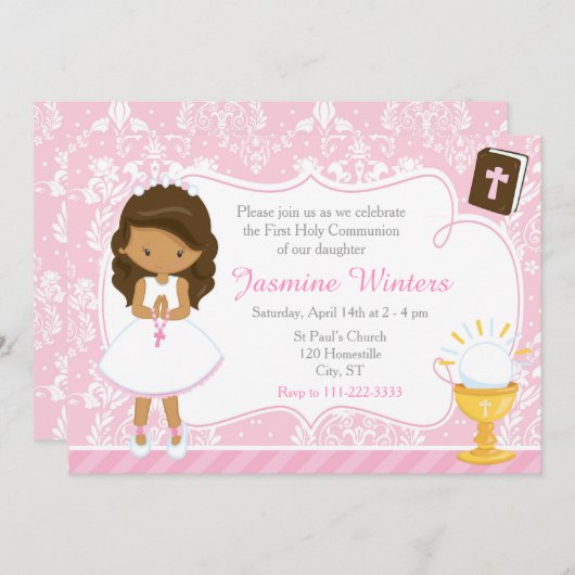 African American Girl First Community Damask Kaart (Voorkant / Achterkant)