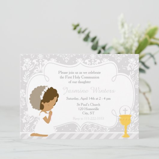 African American Girl First Community Damask Kaart (Staand voorkant)