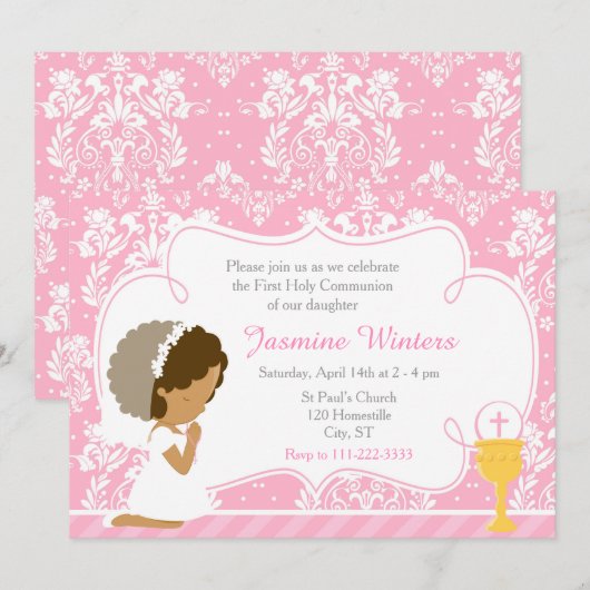African American Girl First Community Damask Kaart (Voorkant / Achterkant)