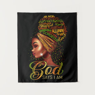African American Girl God Says I Am Black Pride Wandkleed