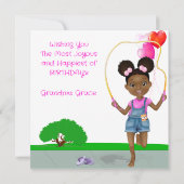 African American Girl Jump Rope Birthday Kaart (Achterkant)