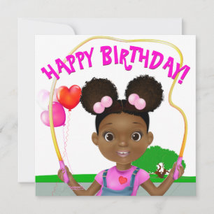 African American Girl Jump Rope Birthday Kaart