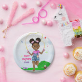 African American Girl Jump Rope Birthday Papieren Bordje (Feest)