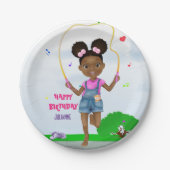 African American Girl Jump Rope Birthday Papieren Bordje (Voorkant)